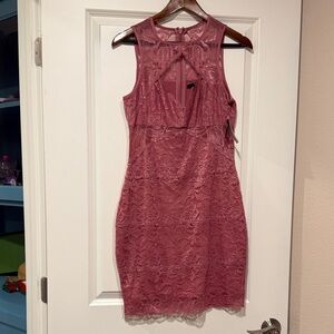 Guess Backless Lace Dress - Mauve